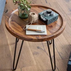 Runder Wohnzimmertisch mit Haarnadel Beinen - Venjar