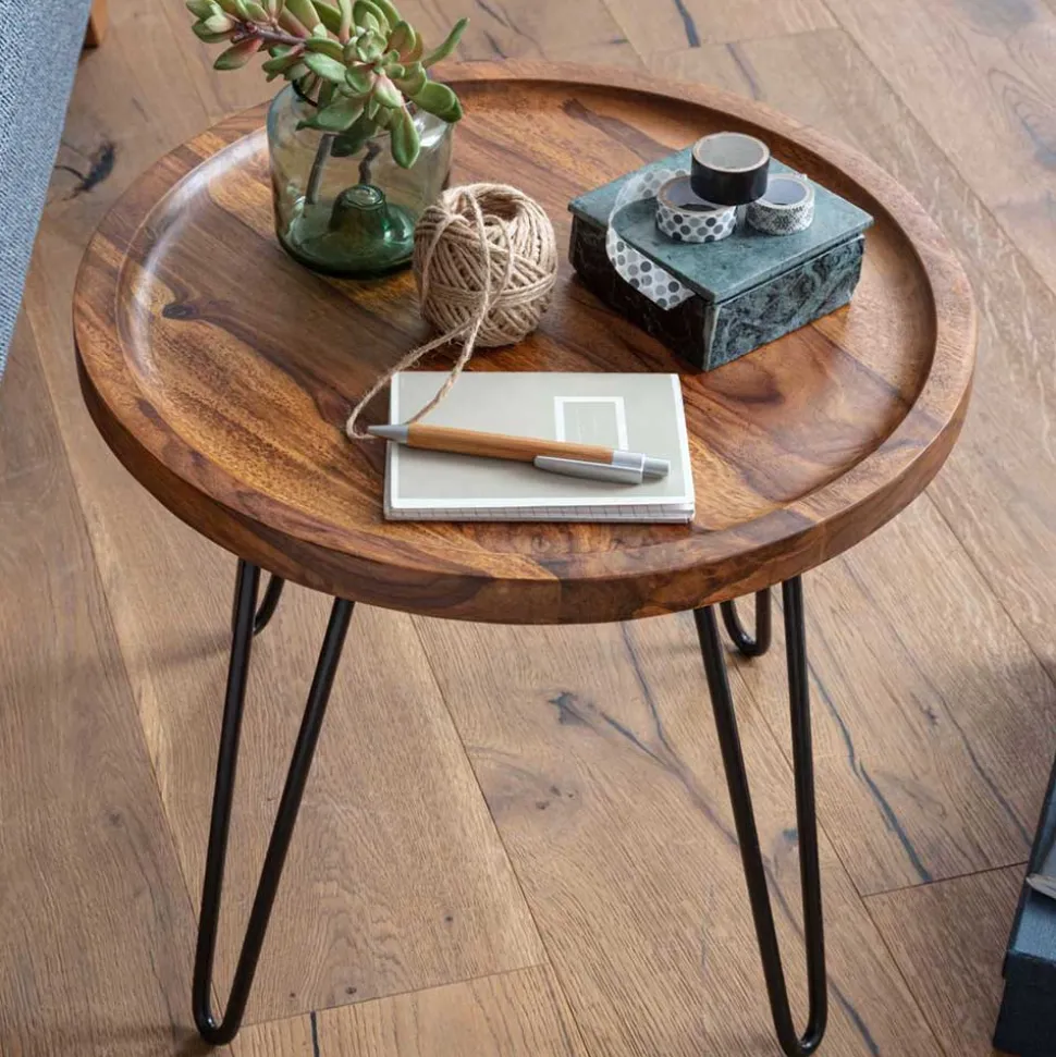 Runder Wohnzimmertisch mit Haarnadel Beinen - Venjar