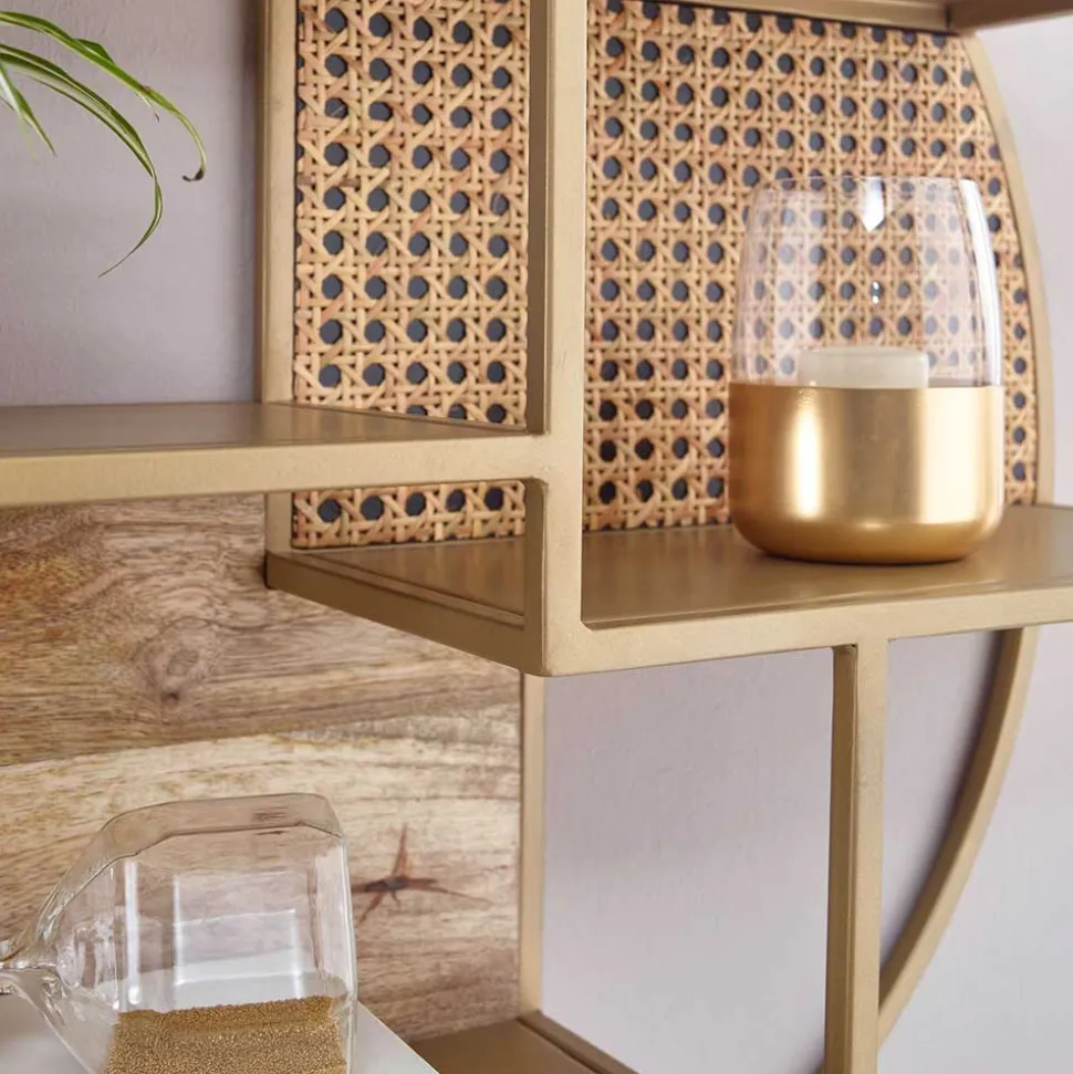 Rundes Hängeregal in Messing aus Metall - Perunia