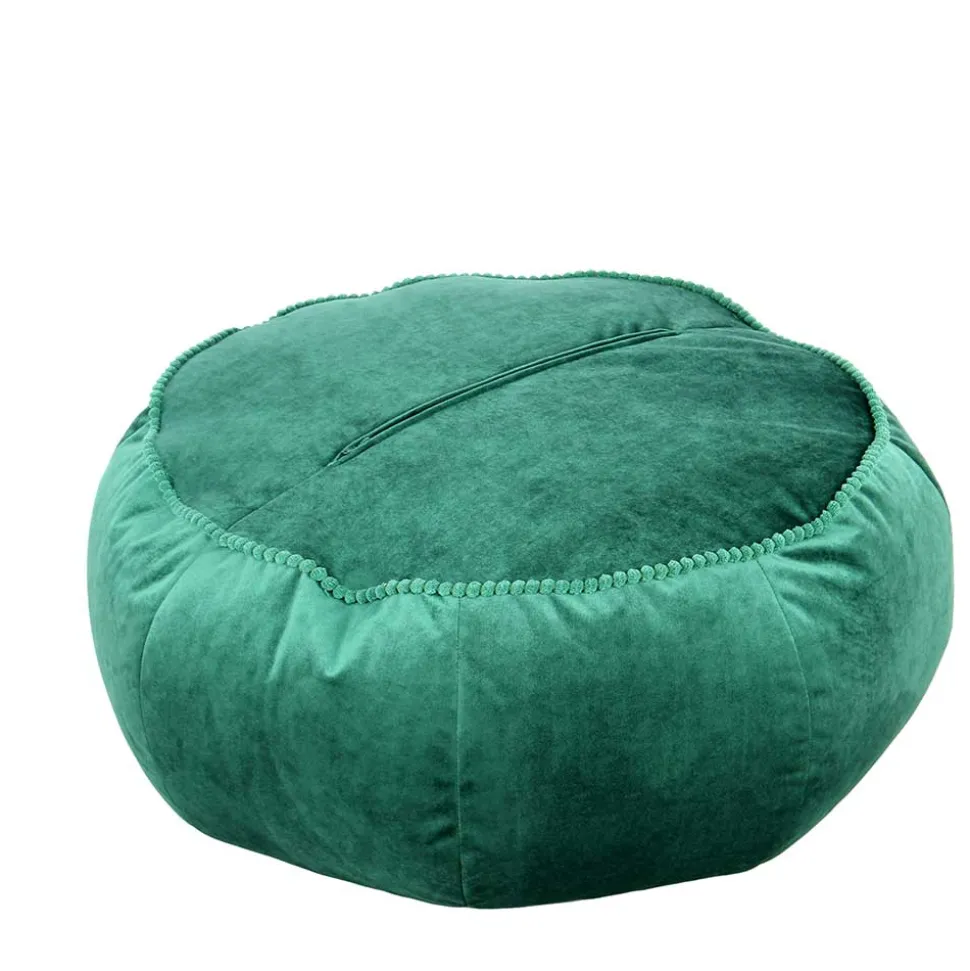 Rundes Meditationskissen in Grün Samt - Tamyno