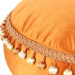 Rundes Samt Bodenkissen in Bronze - Ashela