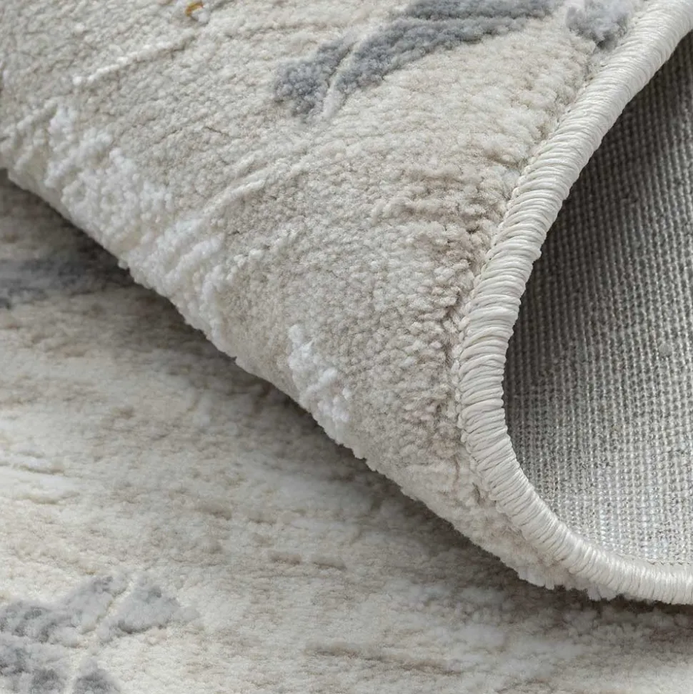 Rundteppich in Hellgrau und Creme - Frantasic