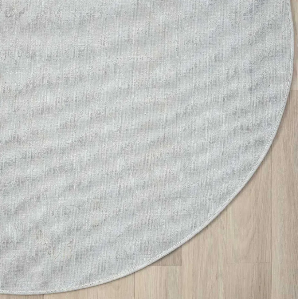 Rundteppich in Hellgrau und Creme - Frantasic