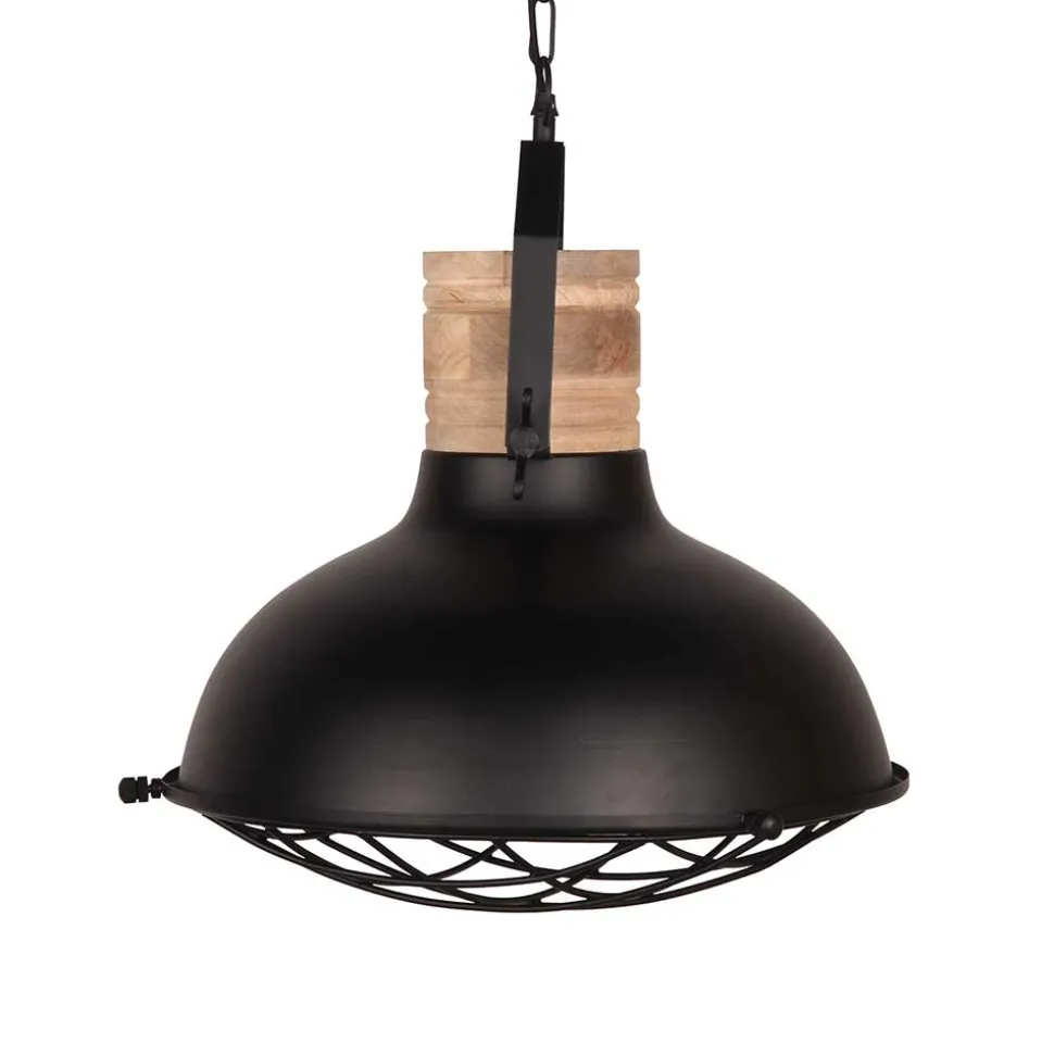 Rustikale Hängelampe in Schwarz & Natur Mango - Veronica