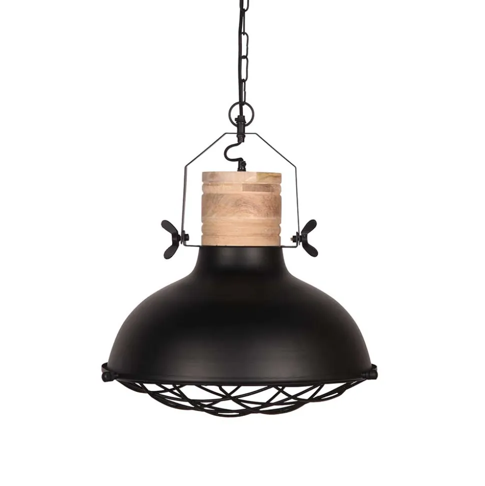 Rustikale Hängelampe in Schwarz & Natur Mango - Veronica