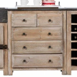 Rustikale Küchenzeile aus Recyclingholz Pinie Ashvills & Naturstein (vierteilig)