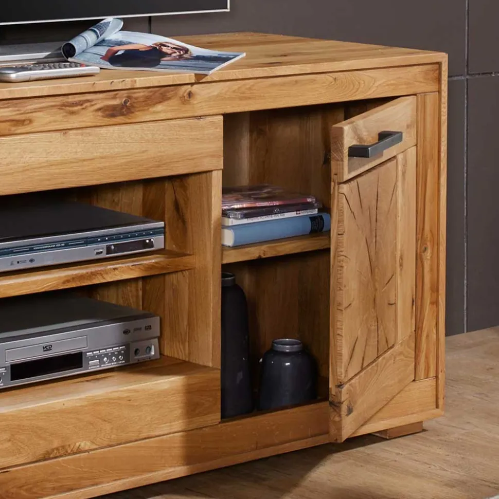 Rustikale Schrankwand Troncon aus Wildeiche (vierteilig)