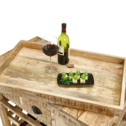 Rustikaler Barwagen auf Metallrollen - Radulyn