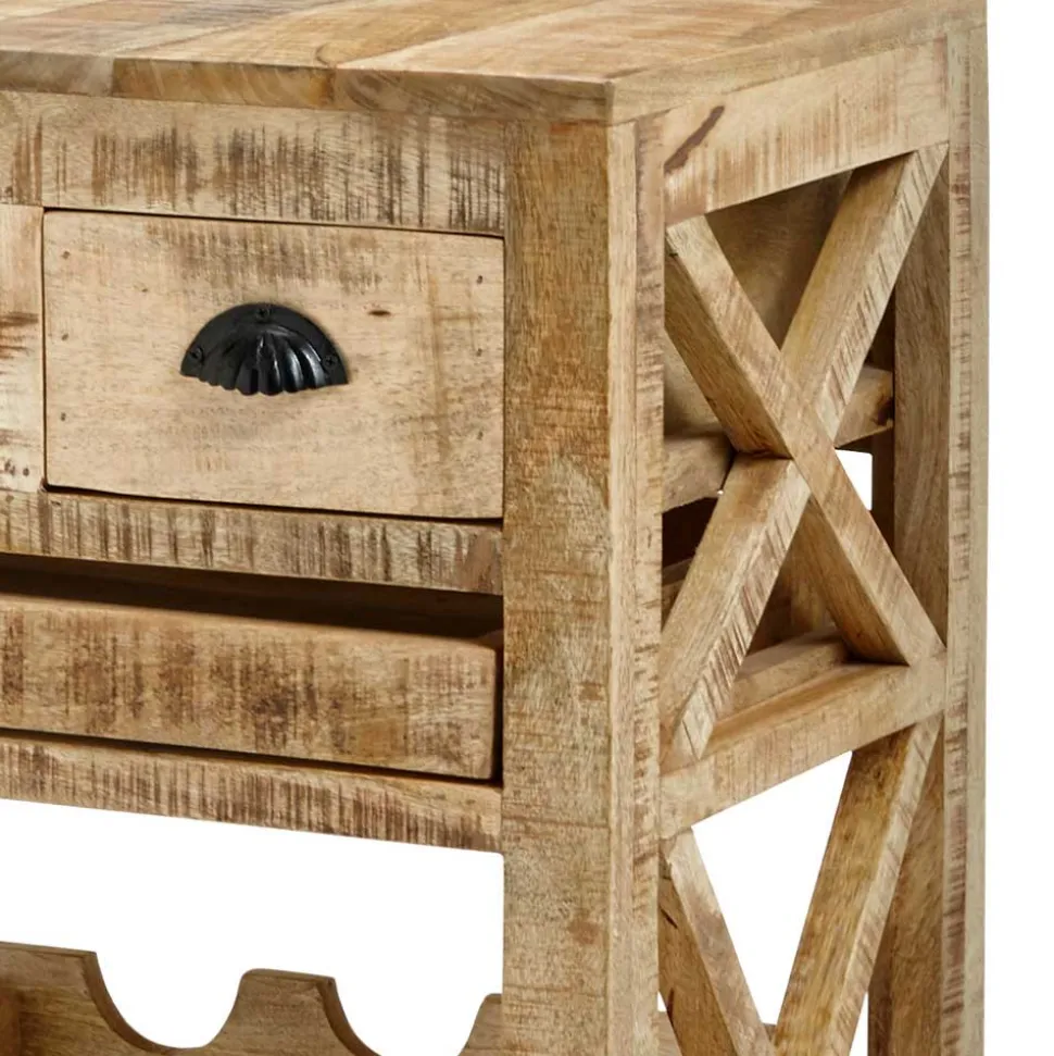 Rustikaler Barwagen auf Metallrollen - Radulyn