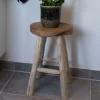 Rustikaler Holzhocker aus Teak Massivholz - Isabelona