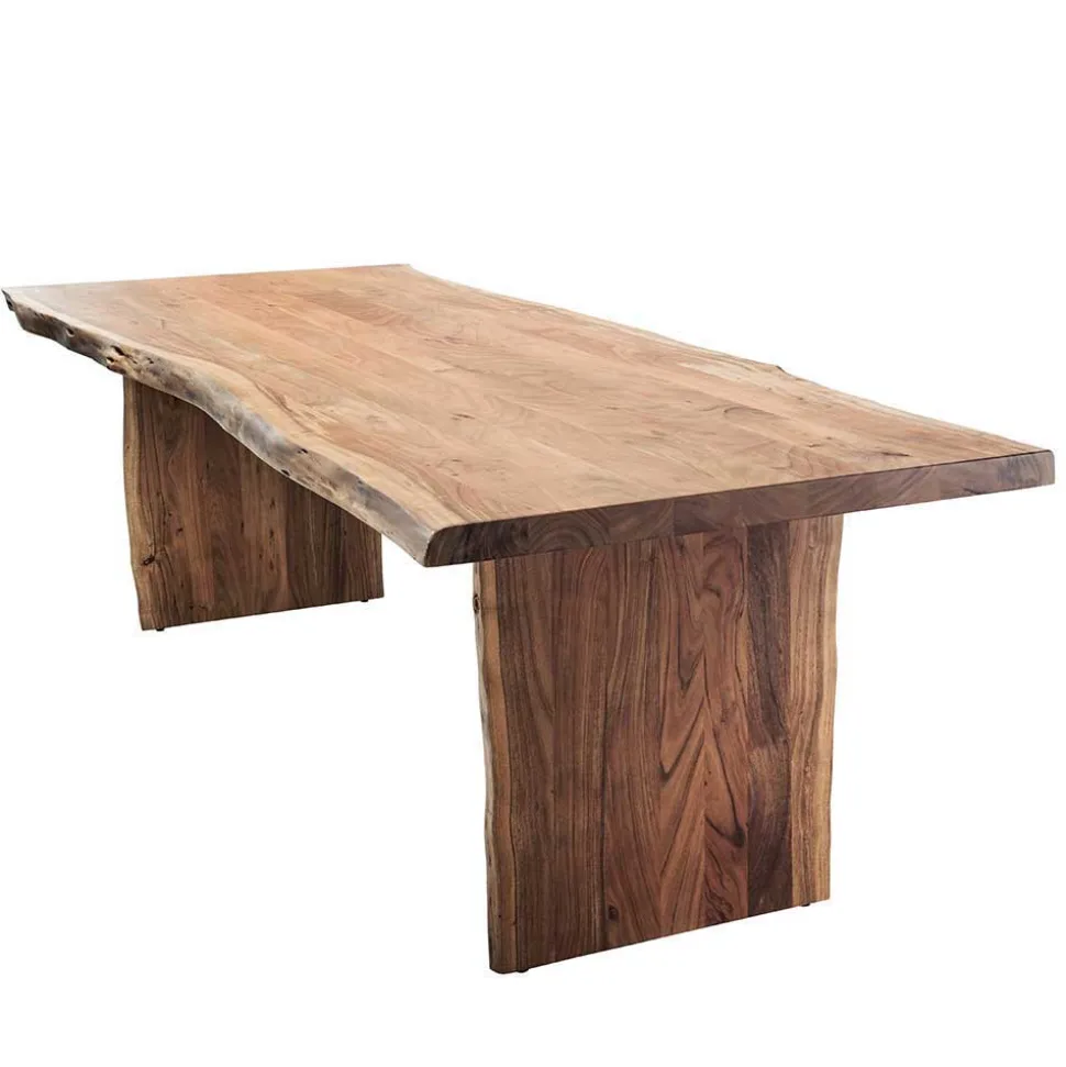 Rustikaler Holztisch mit Wangen Gestell - Imna