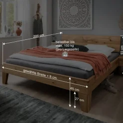 Rustikales Bett Set mit Nachttischen - Yunves (dreiteilig)