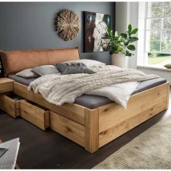 Rustikales Stauraumbett aus Wildeiche massiv - Zennian