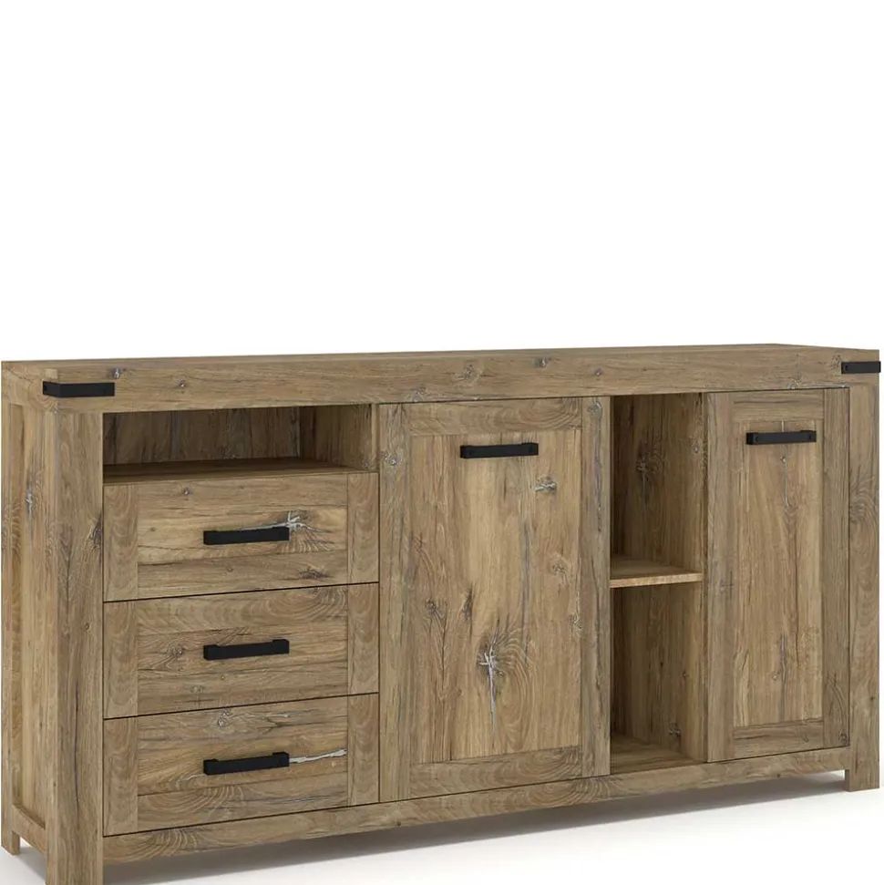 Rustikal-modernes Sideboard in Eiche Dunkel - Ginetta
