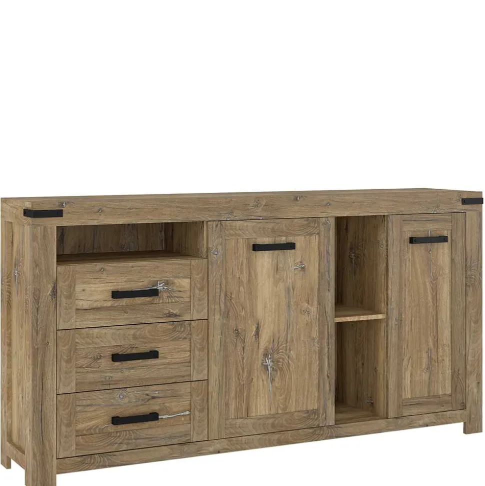 Rustikal-modernes Sideboard in Eiche Dunkel - Ginetta