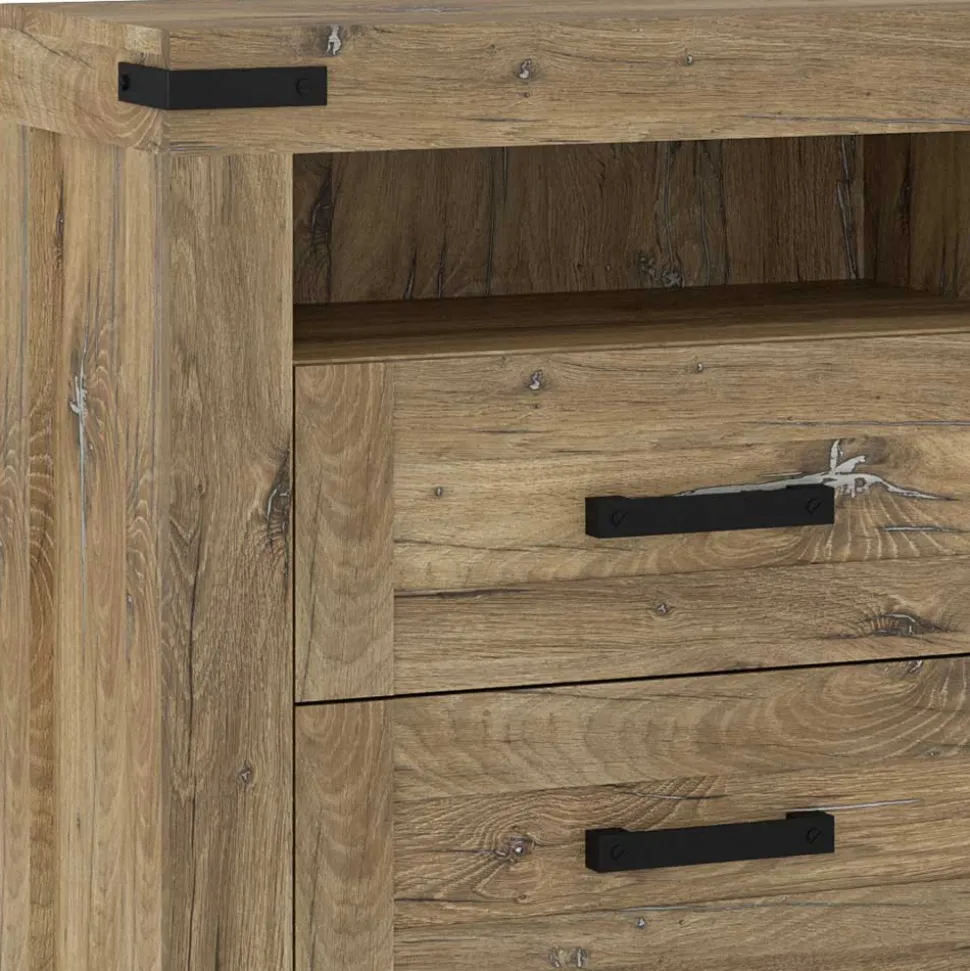 Rustikal-modernes Sideboard in Eiche Dunkel - Ginetta