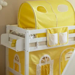 Rutsche Hochbett aus weißem Holz Buche - Yana