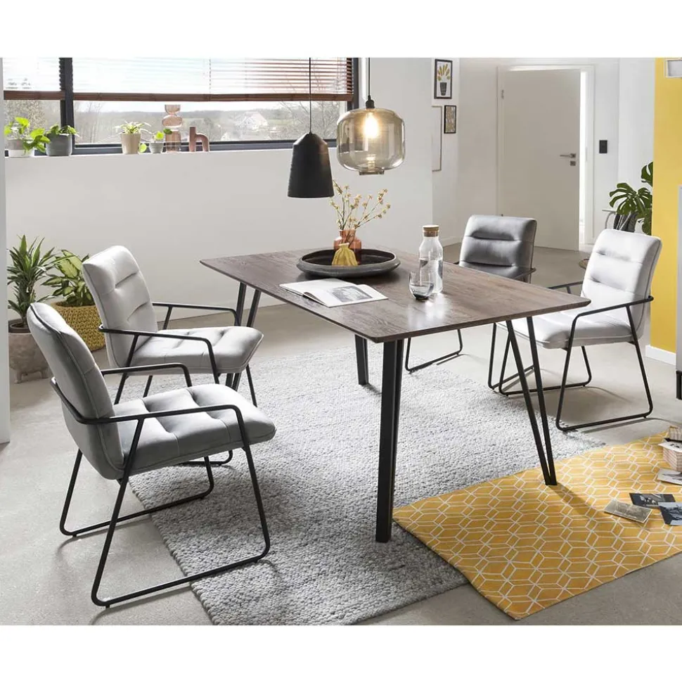 Samt Armlehnenstühle mit Esstisch - Casimir (fünfteilig)