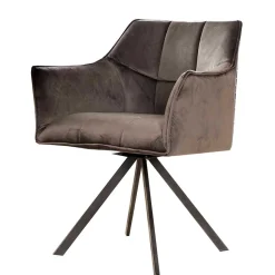 Samt Armlehnenstuhl in Anthrazit - Welinda (2er Set)