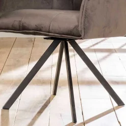 Samt Armlehnenstuhl in Anthrazit - Welinda (2er Set)