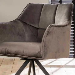 Samt Armlehnenstuhl in Anthrazit - Welinda (2er Set)