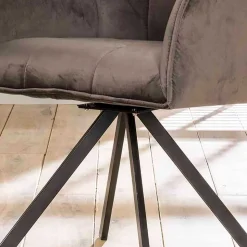 Samt Armlehnenstuhl in Anthrazit - Welinda (2er Set)