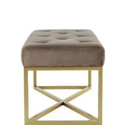 Samt Bettbank in Taupe mit Gold - Davork