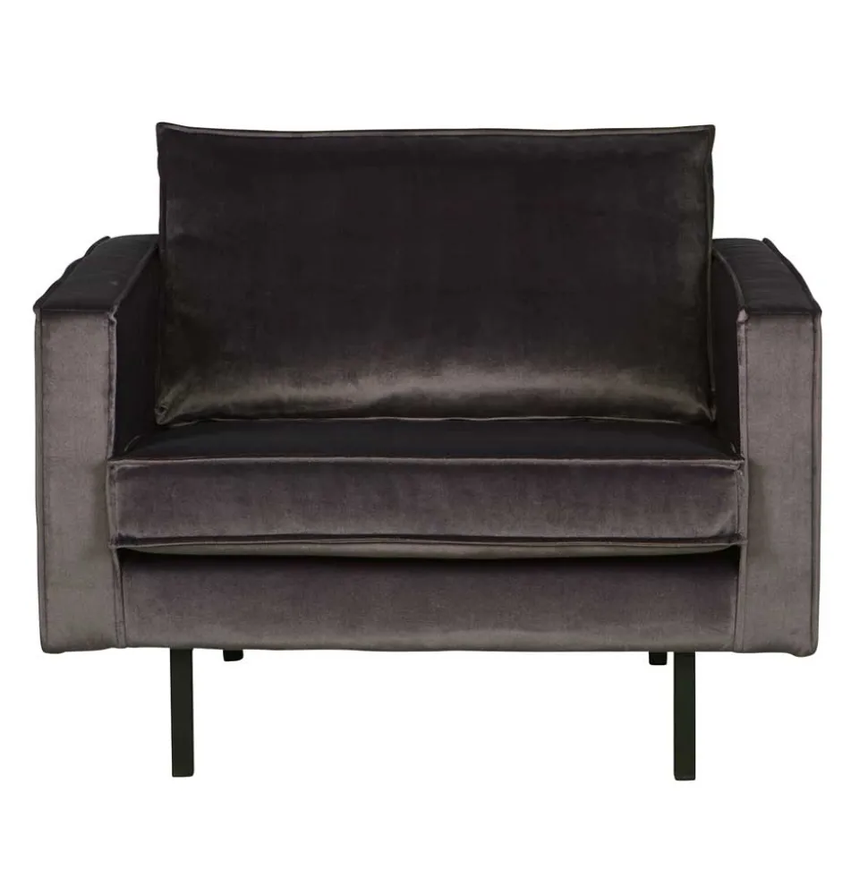 Samt bezogener Polstersessel in Anthrazit Ertrego Retro