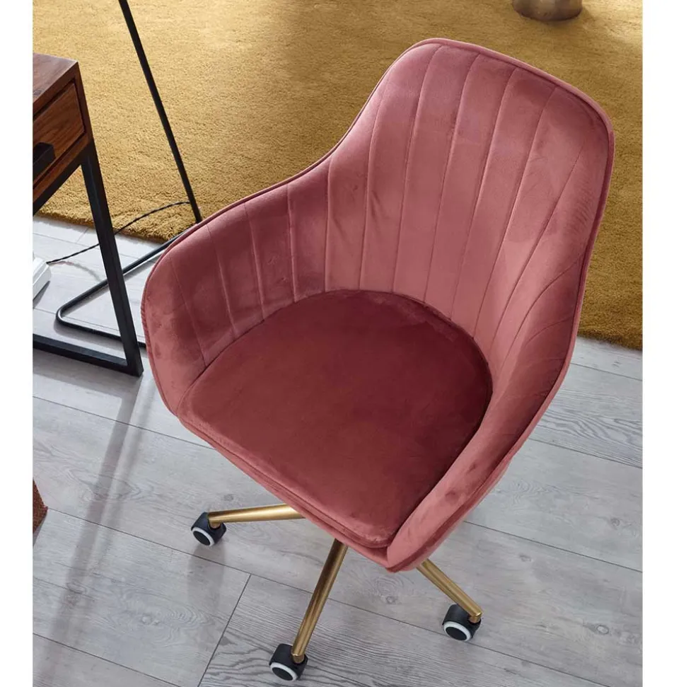 Samt Bürostuhl in Rosa - Aramov