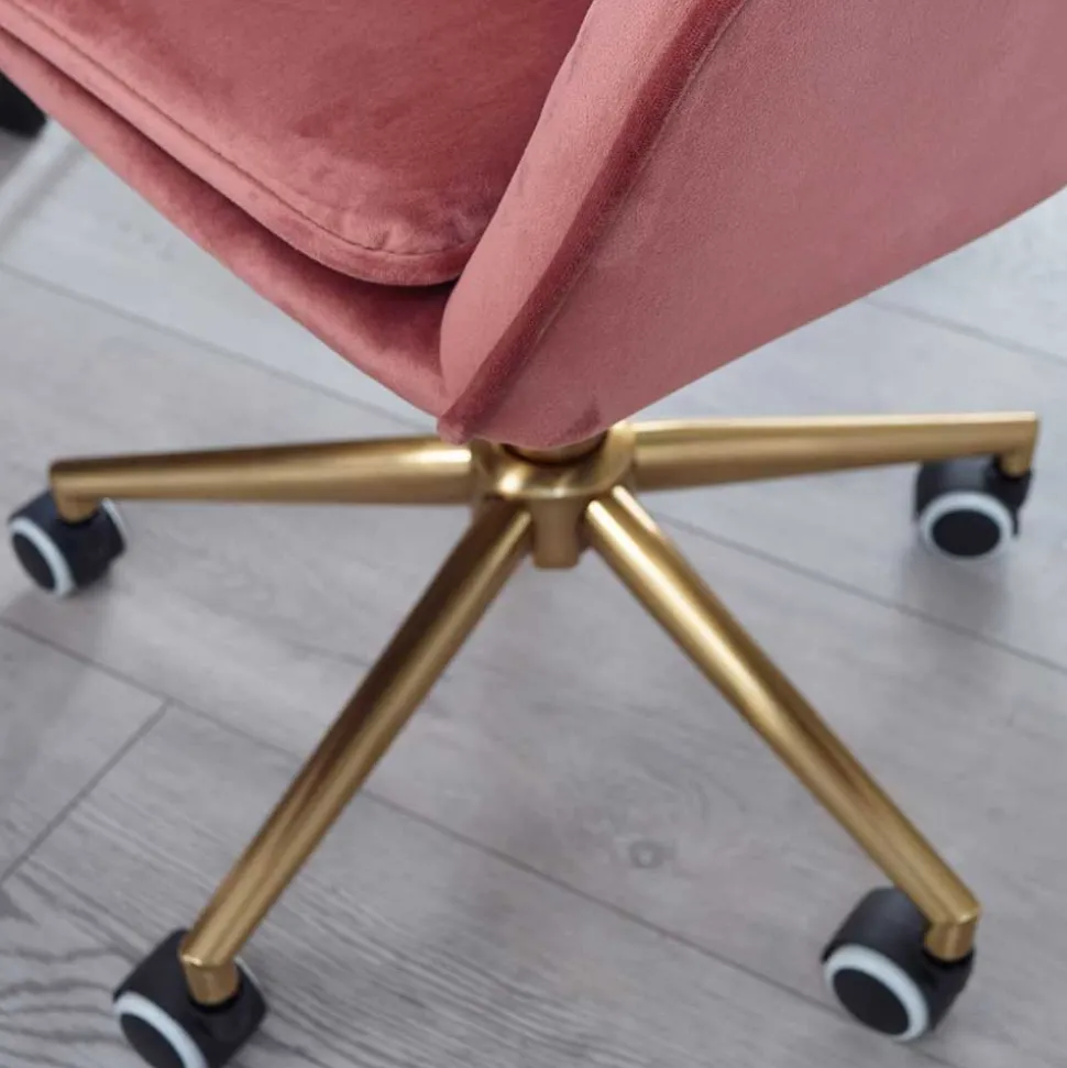 Samt Bürostuhl in Rosa - Aramov