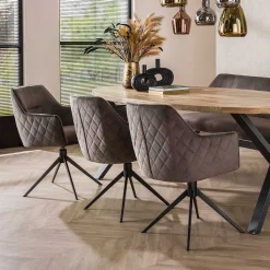 Samt Drehstühle mit Armlehnen - Austino (2er Set)