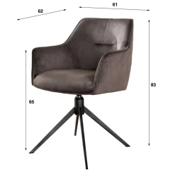 Samt Drehstühle mit Armlehnen - Austino (2er Set)