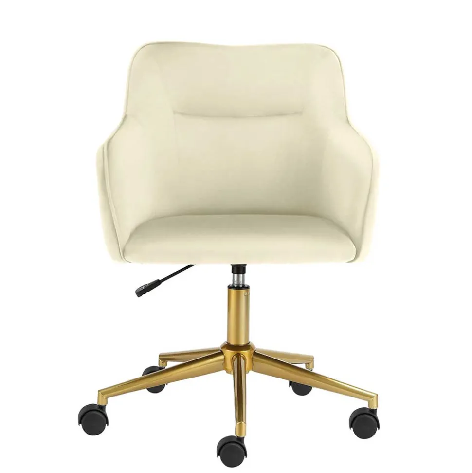 Samt Drehstuhl in Weiß mit Gold - Abetzia