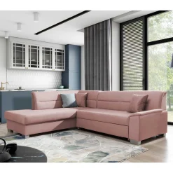 Samt Eckcouch in Altrosa mit Schlaffunktion - Donegal