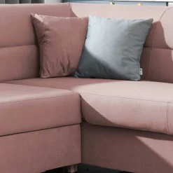 Samt Eckcouch in Altrosa mit Schlaffunktion - Donegal