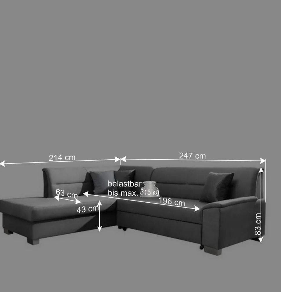 Samt Eckcouch in Altrosa mit Schlaffunktion - Donegal
