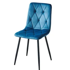 Samt Esszimmerstühle in Blau - Assolato (4er Set)