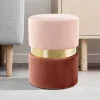 Samt Hocker in Rosa hell & dunkel mit Gold - Adelaide