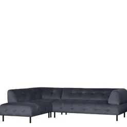Samt L-Sofa in Dunkelgrau - Roccoss