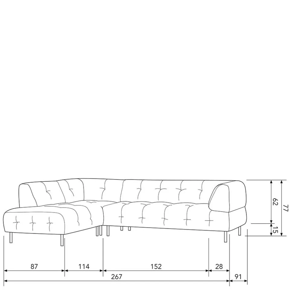 Samt L-Sofa in Dunkelgrau - Roccoss