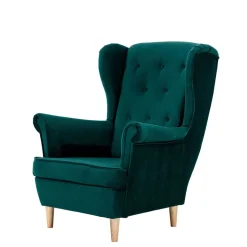 Samt Ohrensessel in Dunkelgrün - Teas