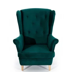 Samt Ohrensessel in Dunkelgrün - Teas