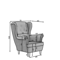 Samt Ohrensessel in Dunkelgrün - Teas