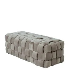 Samt Polsterbank in Taupe - Flechtoptik - Josch