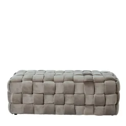 Samt Polsterbank in Taupe - Flechtoptik - Josch