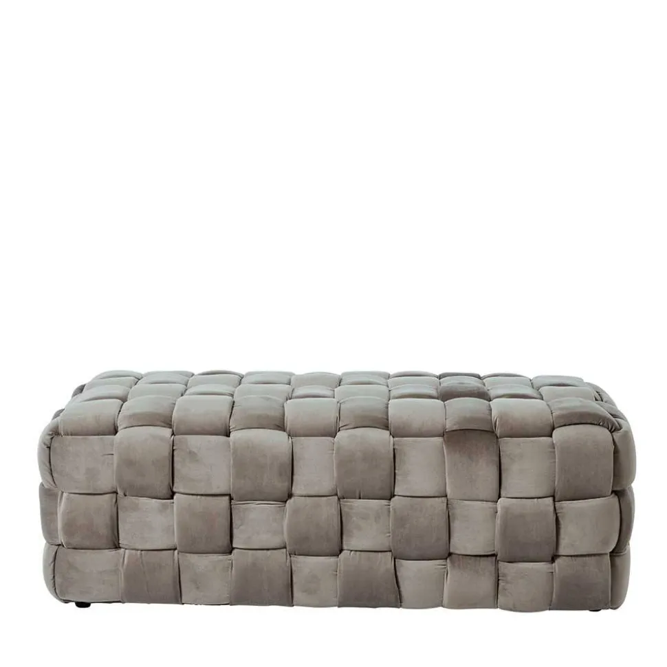 Samt Polsterbank in Taupe - Flechtoptik - Josch