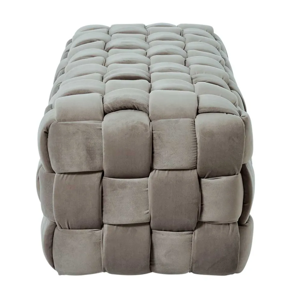 Samt Polsterbank in Taupe - Flechtoptik - Josch