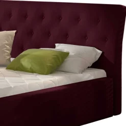 Samt Polsterbett in Bordeaux Rot - Ugian