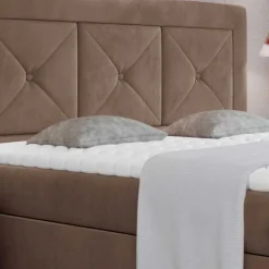 Samt Polsterbett in Hellbraun - Sitra