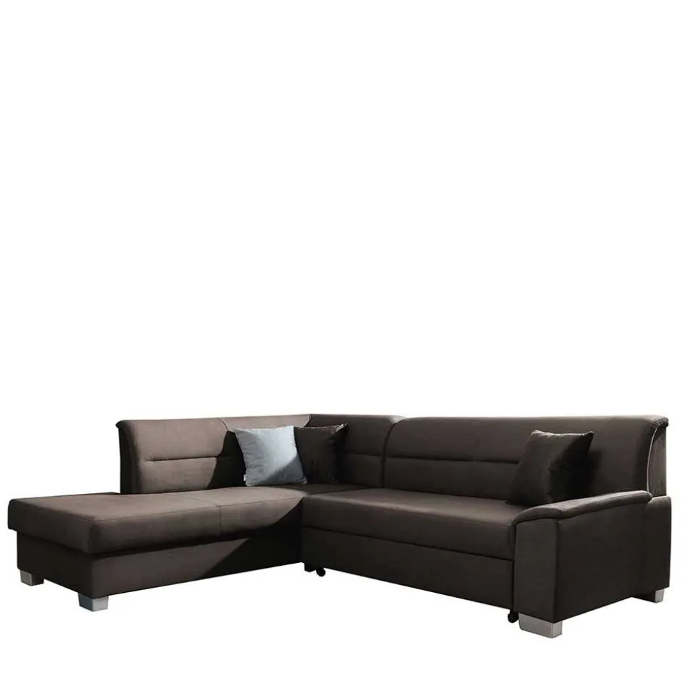 Samt Polsterecke in Dunkelbraun - Vitablo